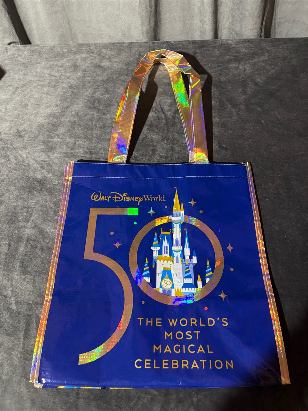 Disney Blue and Holographic 50th Anniversary Tote Bag